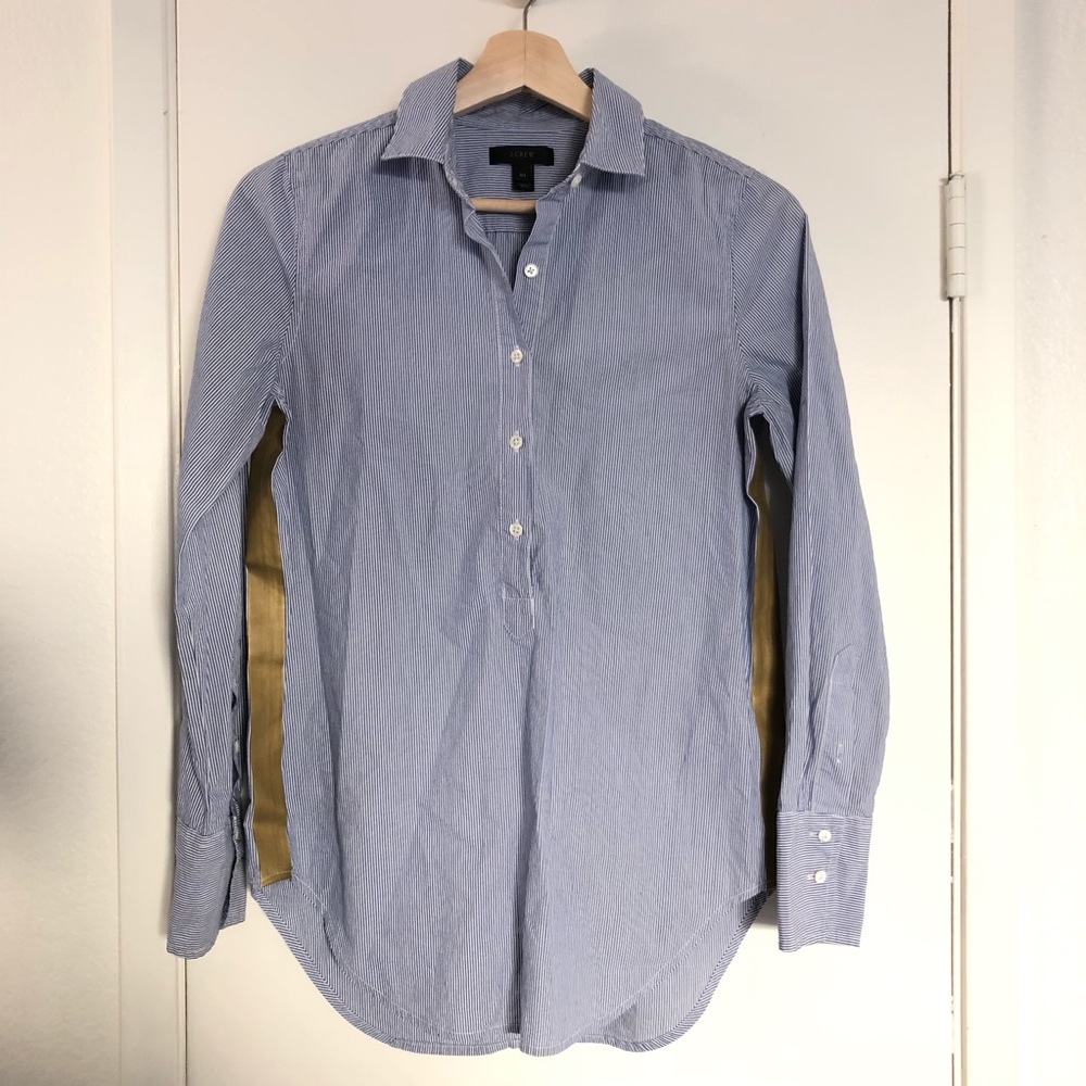 Jcrew blue and white striped shirt